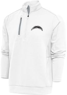 Antigua Los Angeles Chargers Mens White Metallic Logo Generation Long Sleeve 1/4 Zip Pullover