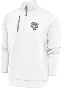 Antigua Los Angeles Rams Mens White Metallic Logo Generation Long Sleeve 1/4 Zip Pullover