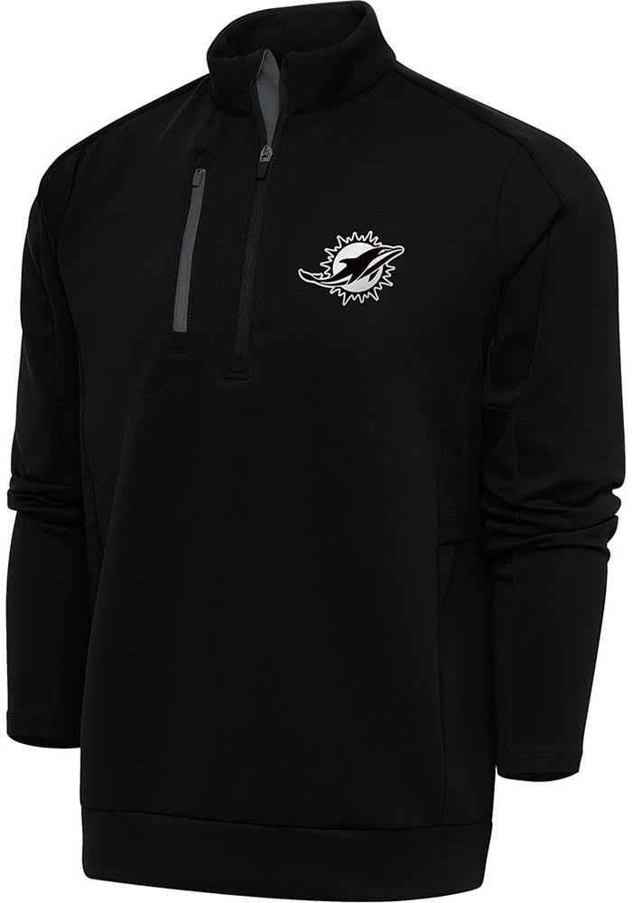 Antigua Miami Dolphins Mens BLACK/CARBON Metallic Logo