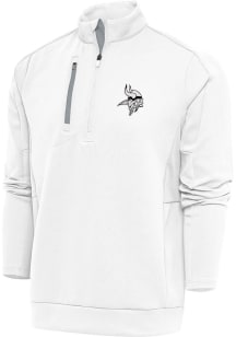 Antigua Minnesota Vikings Mens White Metallic Logo Generation Long Sleeve 1/4 Zip Pullover