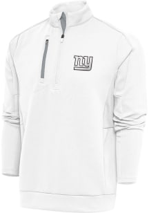 Antigua New York Giants Mens White Metallic Logo Generation Long Sleeve 1/4 Zip Pullover