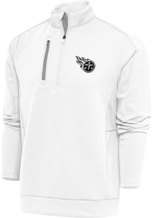 Antigua Tennessee Titans Mens White Metallic Logo Generation Long Sleeve 1/4 Zip Pullover