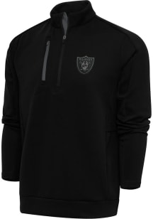 Antigua Las Vegas Raiders Mens Black Tonal Logo Generation Long Sleeve 1/4 Zip Pullover