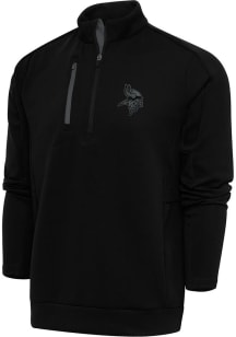 Antigua Minnesota Vikings Mens Black Tonal Logo Generation Long Sleeve 1/4 Zip Pullover