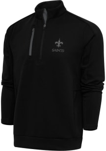 Antigua New Orleans Saints Mens Black Tonal Logo Generation Long Sleeve 1/4 Zip Pullover