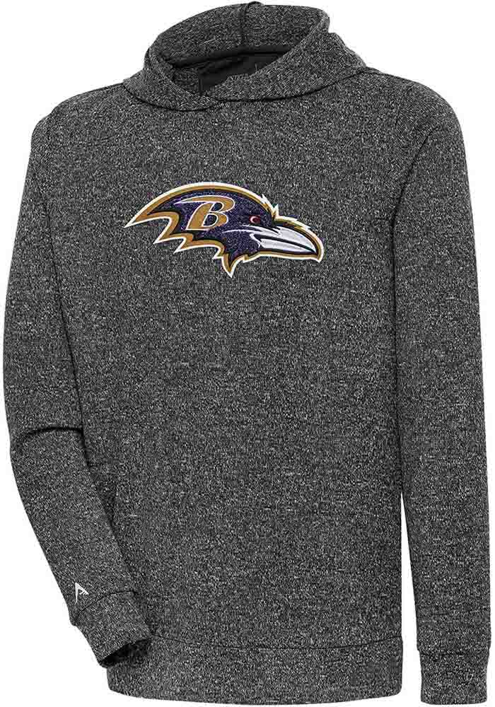 Antigua Baltimore Ravens Black Chenille Logo Absolute Long Sleeve Hoodie, Black, 100% POLYESTER, Size 2XL, Rally House