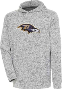 Antigua Baltimore Ravens Mens Grey Chenille Logo Absolute Long Sleeve Hoodie