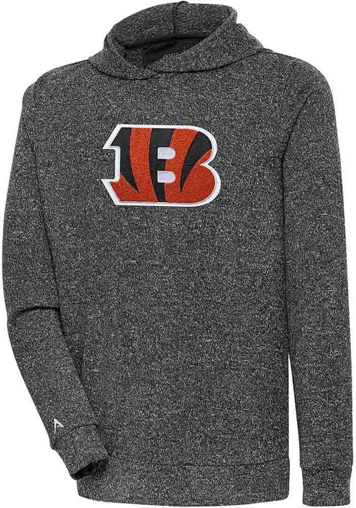 Men's Antigua Oatmeal Cincinnati Bengals Action Chenille Pullover Hoodie