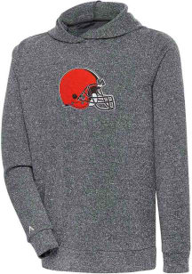 Antigua Cleveland Browns Mens Charcoal Chenille Logo Absolute Long Sleeve Hoodie