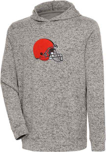 Antigua Cleveland Browns Mens Oatmeal Chenille Logo Absolute Long Sleeve Hoodie