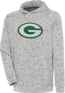 Antigua Green Bay Packers Mens Grey Chenille Logo Absolute Long Sleeve Hoodie