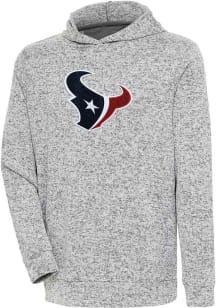 Antigua Houston Texans Mens Grey Chenille Logo Absolute Long Sleeve Hoodie