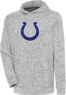 Antigua Indianapolis Colts Mens Grey Chenille Logo Absolute Long Sleeve Hoodie