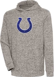 Antigua Indianapolis Colts Mens Oatmeal Chenille Logo Absolute Long Sleeve Hoodie