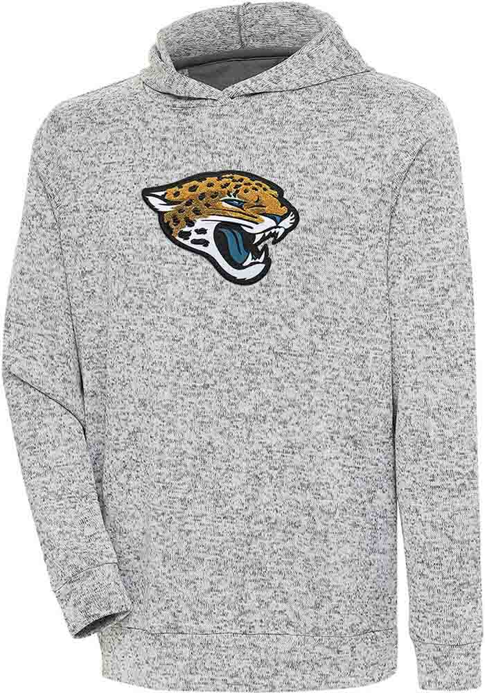 Men's Antigua Heather Gray Jacksonville Jaguars Victory Chenille Pullover Sweatshirt Size: Medium