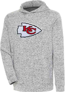 Antigua Kansas City Chiefs Mens Grey Chenille Logo Absolute Long Sleeve Hoodie