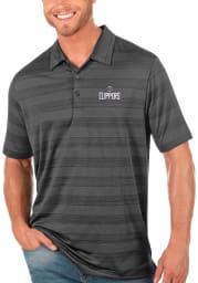 Antigua Los Angeles Clippers Mens Grey Compass Short Sleeve Polo