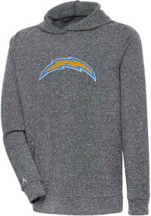 Antigua Los Angeles Chargers Mens Charcoal Chenille Logo Absolute Long Sleeve Hoodie