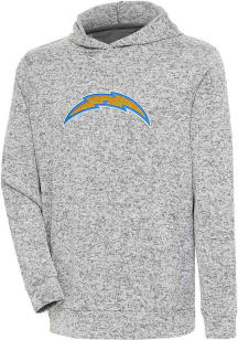 Antigua Los Angeles Chargers Mens Grey Chenille Logo Absolute Long Sleeve Hoodie