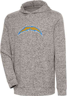 Antigua Los Angeles Chargers Mens Oatmeal Chenille Logo Absolute Long Sleeve Hoodie