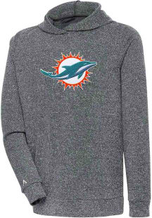 Antigua Miami Dolphins Mens Charcoal Chenille Logo Absolute Long Sleeve Hoodie
