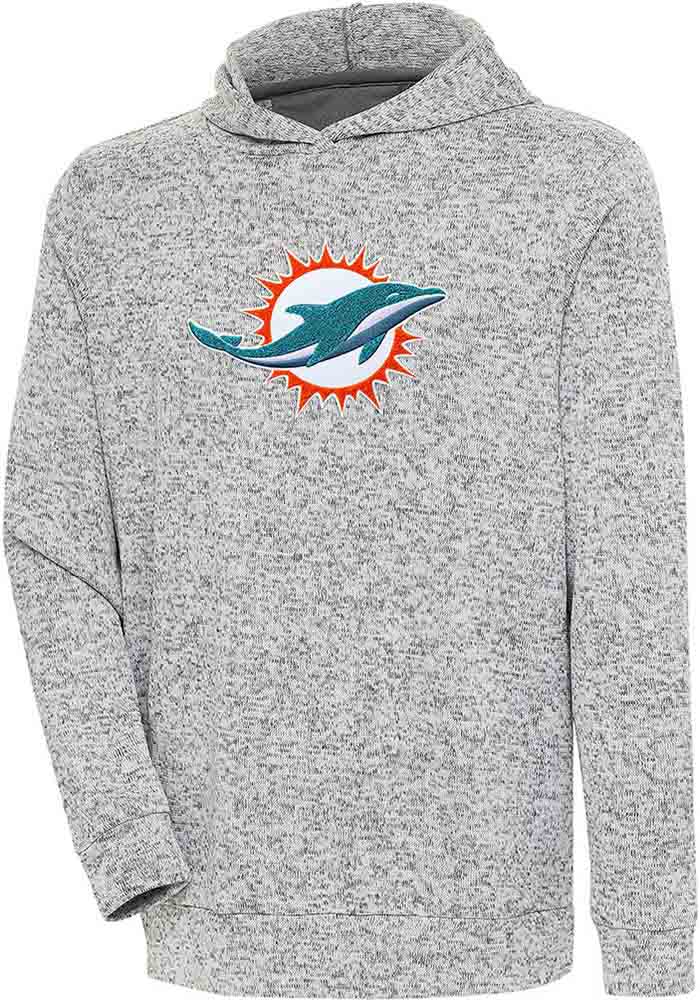 Miami Dolphins Antigua Victory Chenille Pullover Hoodie - Black