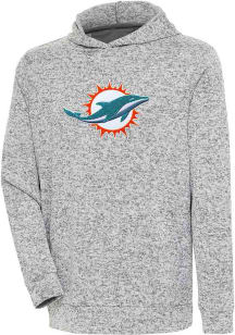 Antigua Miami Dolphins Mens Grey Chenille Logo Absolute Long Sleeve Hoodie