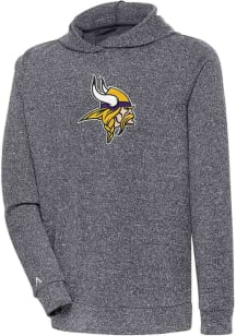Antigua Minnesota Vikings Mens Charcoal Chenille Logo Absolute Long Sleeve Hoodie