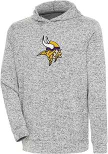 Antigua Minnesota Vikings Mens Grey Chenille Logo Absolute Long Sleeve Hoodie