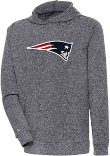 Antigua New England Patriots Mens Charcoal Chenille Logo Absolute Long Sleeve Hoodie