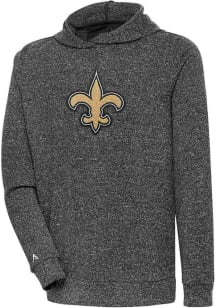 Antigua New Orleans Saints Mens Black Chenille Logo Absolute Long Sleeve Hoodie