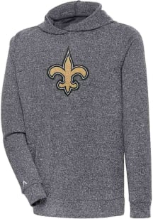Antigua New Orleans Saints Mens Charcoal Chenille Logo Absolute Long Sleeve Hoodie