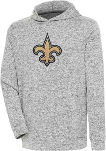 Antigua New Orleans Saints Mens Grey Chenille Logo Absolute Long Sleeve Hoodie