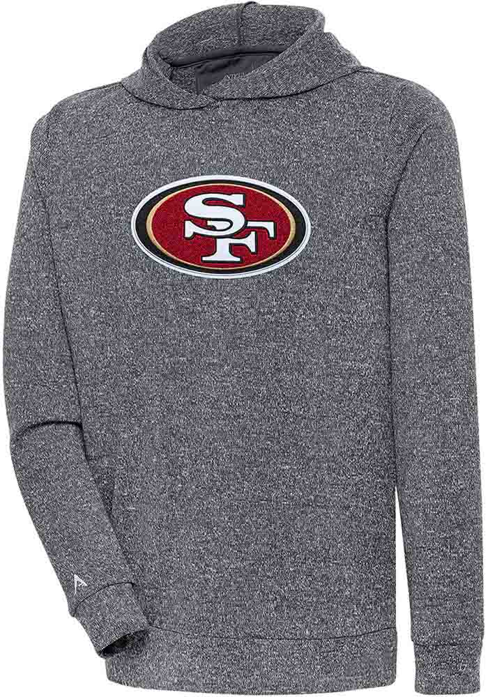 Men's Antigua Black San Francisco 49ers Victory Chenille Pullover Hoodie