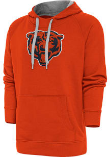 Antigua Chicago Bears Mens Orange Chenille Logo Victory Long Sleeve Hoodie