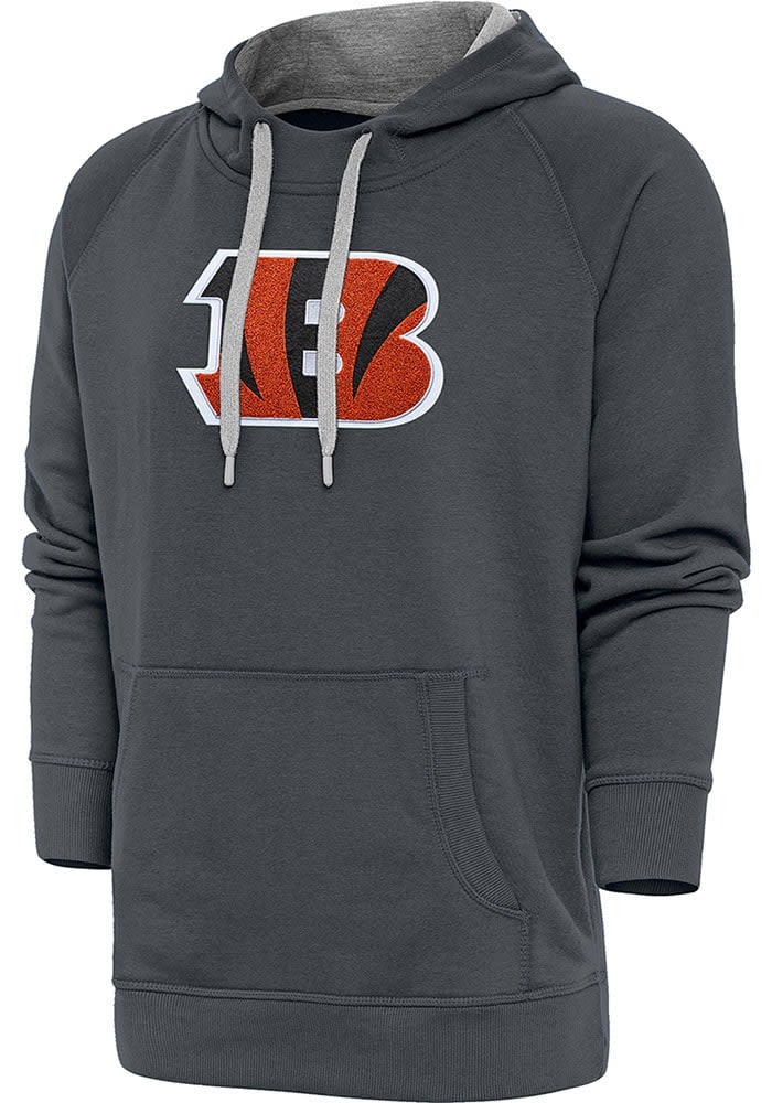 Men's Antigua Orange Cincinnati Bengals Logo Victory Pullover Hoodie 