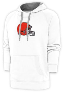Antigua Cleveland Browns Mens White Chenille Logo Victory Long Sleeve Hoodie