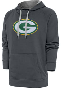 Antigua Green Bay Packers Mens Charcoal Chenille Logo Victory Long Sleeve Hoodie
