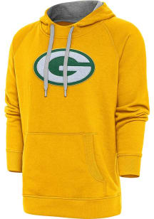 Antigua Green Bay Packers Mens Gold Chenille Logo Victory Long Sleeve Hoodie