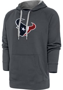 Antigua Houston Texans Mens Charcoal Chenille Logo Victory Long Sleeve Hoodie