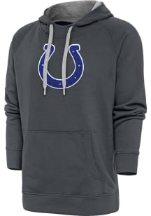 Antigua Indianapolis Colts Mens Charcoal Chenille Logo Victory Long Sleeve Hoodie