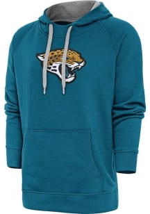 Antigua Jacksonville Jaguars Mens Teal Chenille Logo Victory Long Sleeve Hoodie