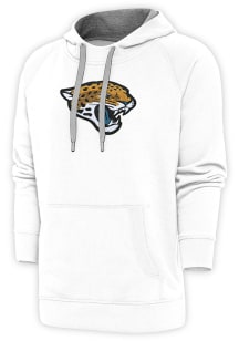 Antigua Jacksonville Jaguars Mens White Chenille Logo Victory Long Sleeve Hoodie
