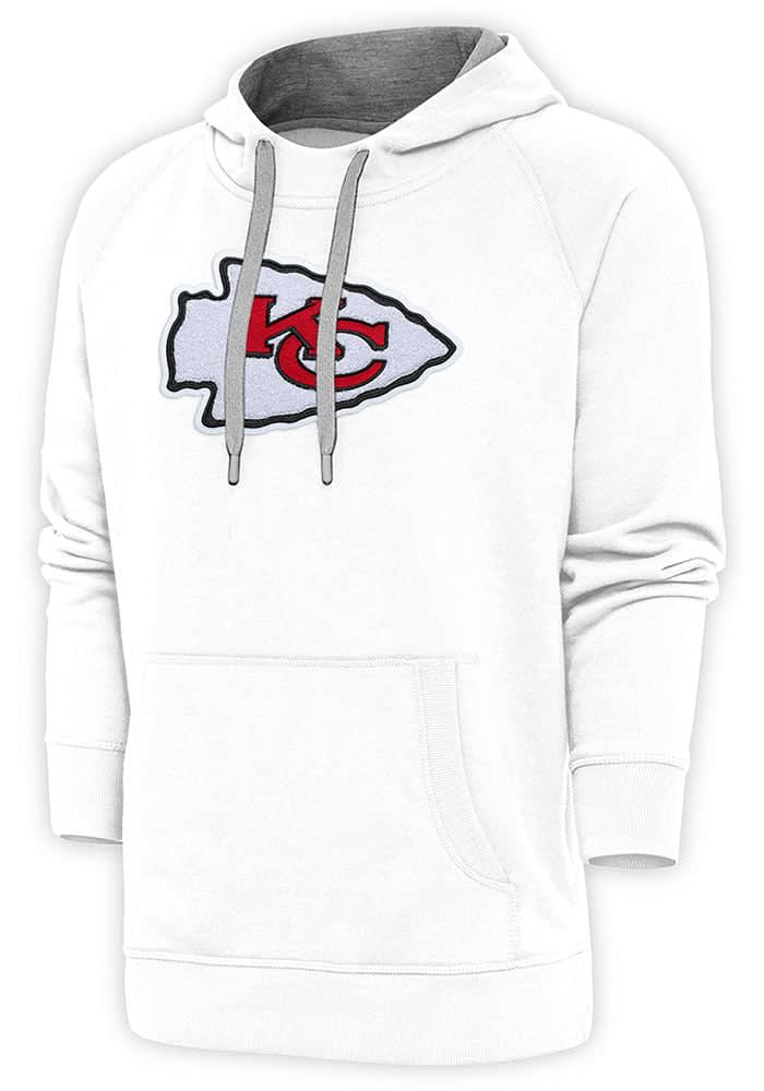 Antigua Kansas City Chiefs White Chenille Logo Victory Long Sleeve Hoodie, White, 52% Cot / 48% Poly, Size 4XL, Rally House