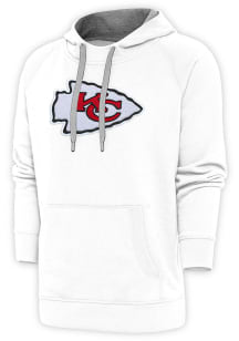 Antigua Kansas City Chiefs Mens White Chenille Logo Victory Long Sleeve Hoodie