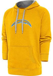 Antigua Los Angeles Chargers Mens Gold Chenille Logo Victory Long Sleeve Hoodie