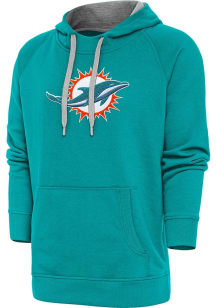 Antigua Miami Dolphins Mens Teal Chenille Logo Victory Long Sleeve Hoodie
