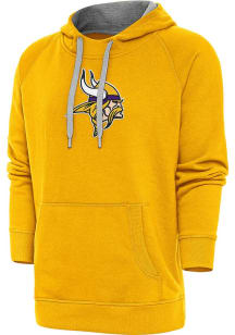 Antigua Minnesota Vikings Mens Gold Chenille Logo Victory Long Sleeve Hoodie