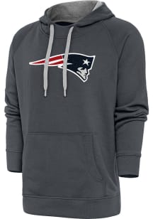 Antigua New England Patriots Mens Charcoal Chenille Logo Victory Long Sleeve Hoodie