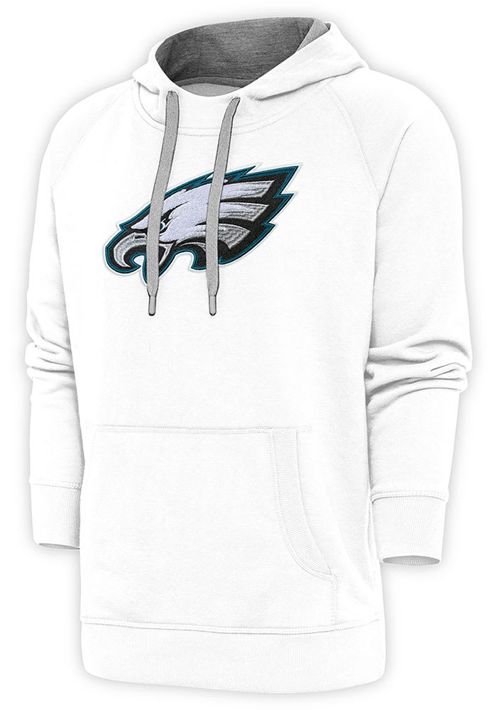 Antigua Philadelphia Eagles White Chenille Logo Victory Long Sleeve Hoodie, White, 52% Cot / 48% Poly, Size S, Rally House